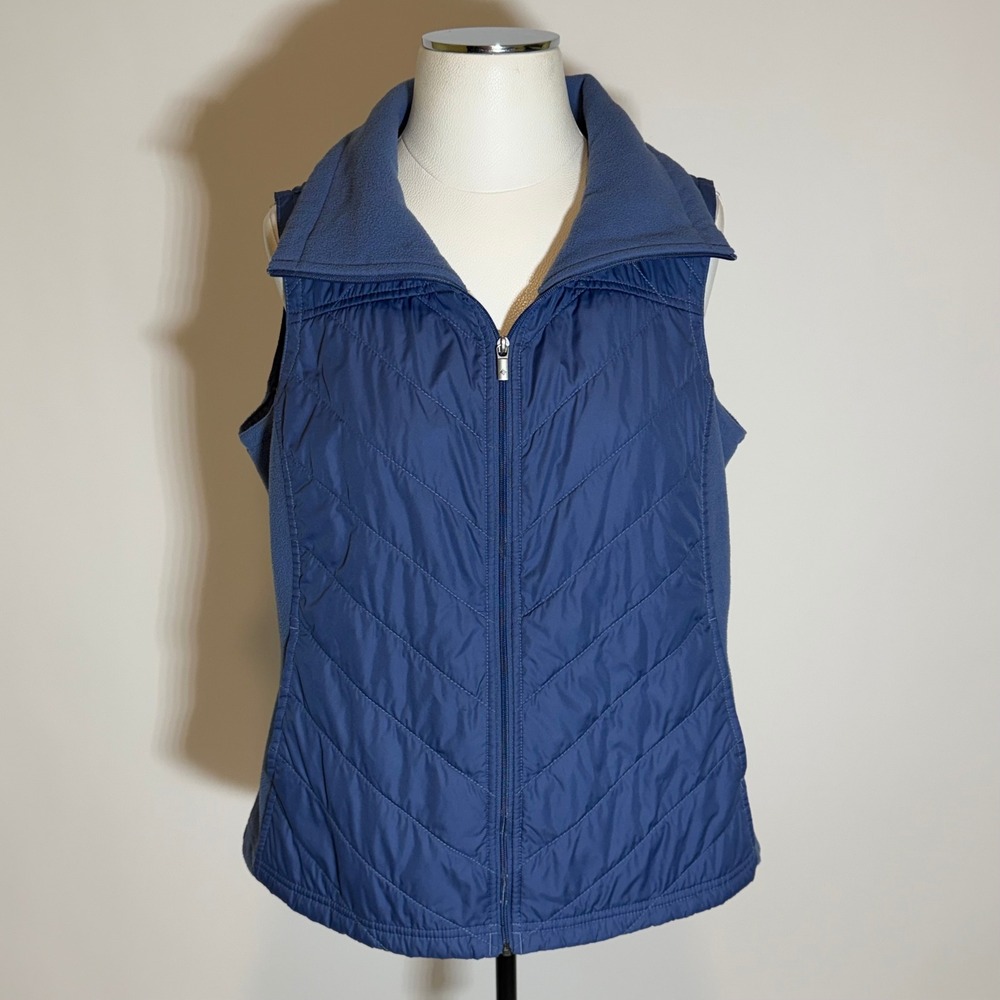 Columbia Quilted Puffer Fleece Panel Zip Up Vest Blue Womens Large Gorpcore Hike
